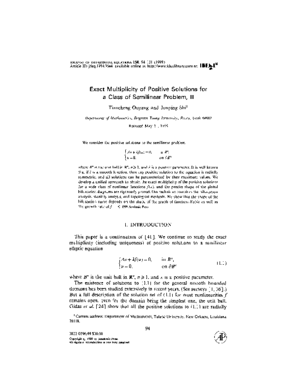 (PDF) Exact multiplicity of positive solutions for a class of ...