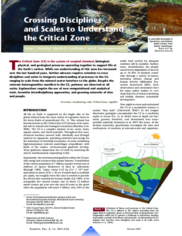 (PDF) Crossing disciplines and scales to understand the Critical Zone