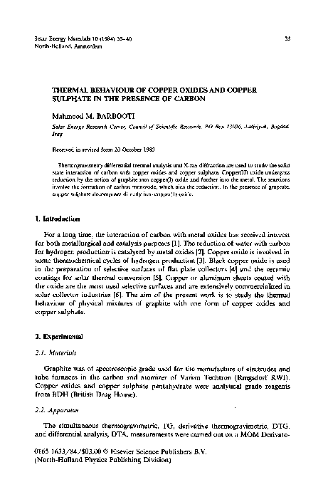 (PDF) Thermal behaviour of copper oxides and copper sulphate in the ...