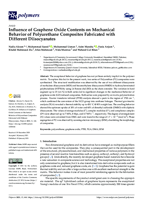 (PDF) Influence of Graphene Oxide Contents on Mechanical Behavior of ...