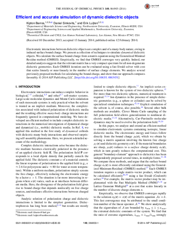 (PDF) Efficient and accurate simulation of dynamic dielectric objects
