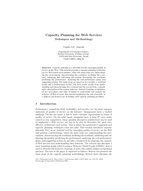 (PDF) Capacity Planning for Web Services Techniques and Methodology