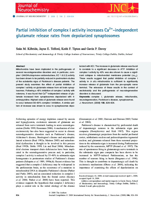 (PDF) Partial inhibition of complex I activity increases Ca 2 ...