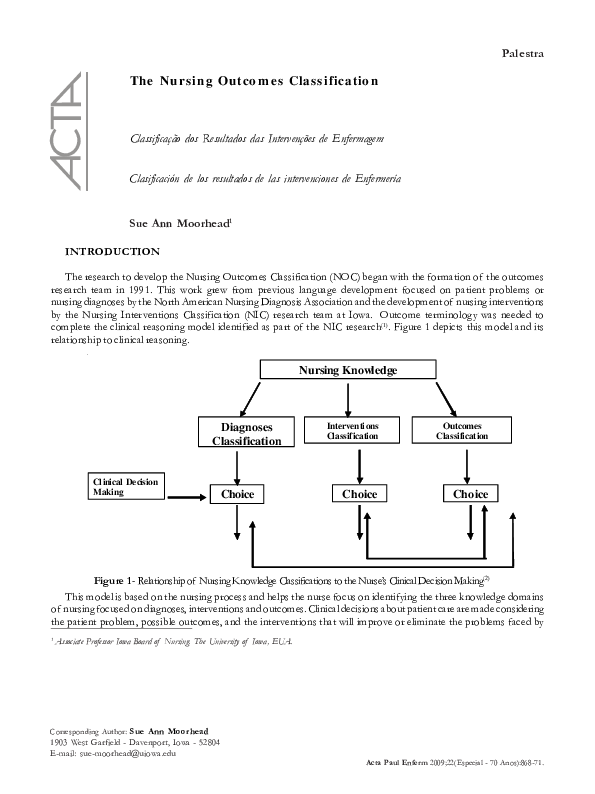 (PDF) The Nursing Outcomes Classification | Sue Moorhead - Academia.edu