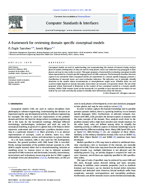 (PDF) A framework for reviewing domain specific conceptual models