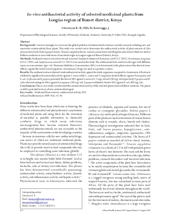 (PDF) In Vitro Antibacterial Activity of Selected Medicinal Plants from ...