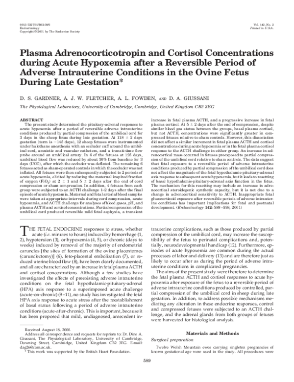 (PDF) Plasma Adrenocorticotropin and Cortisol Concentrations during ...