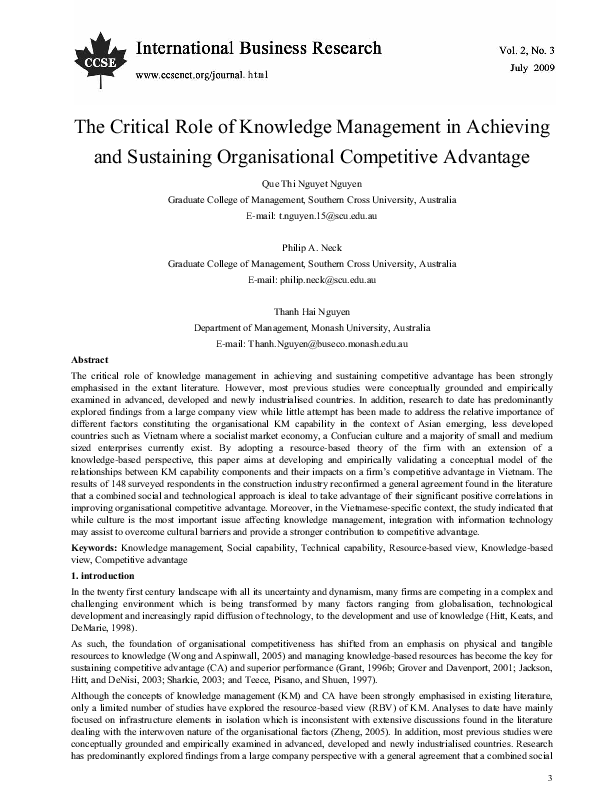 (PDF) The Critical Role of Knowledge Management in Achieving and ...