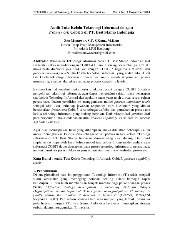 (PDF) Audit Tata Kelola Teknologi Informasi Dengan Framework Cobit 5 DI ...