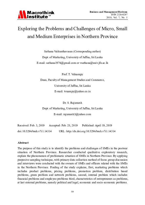 (PDF) Exploring the Problems and Challenges of Micro, Small and Medium ...