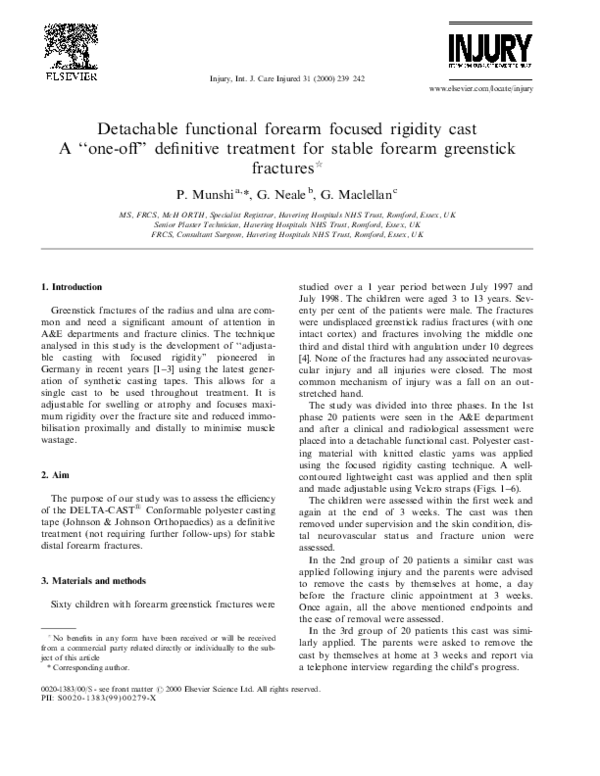 (PDF) Detachable functional forearm focused rigidity cast