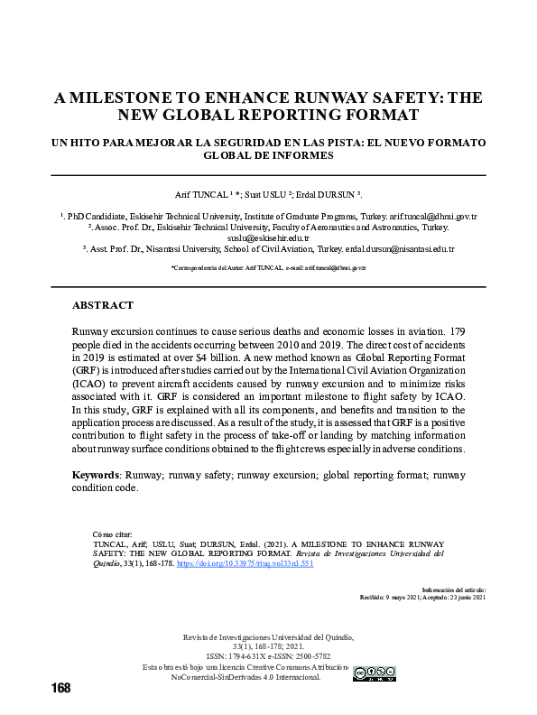 (PDF) A Milestone to Enhance Runway Safety: The New Global Reporting Format