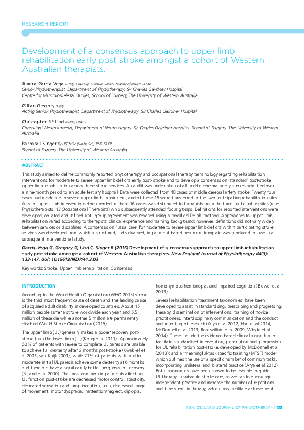 (PDF) Development of a consensus approach to upper limb rehabilitation ...