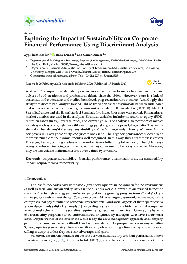 (PDF) Exploring the Impact of Sustainability on Corporate Financial ...
