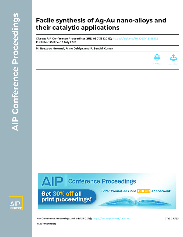 (PDF) Facile synthesis of Ag-Au nano-alloys and their catalytic ...