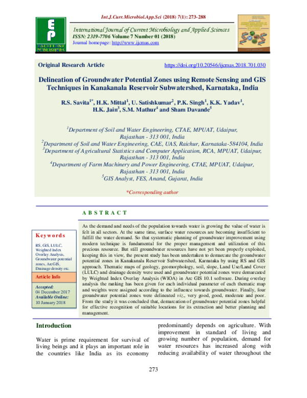 (PDF) Delineation of Groundwater Potential Zones Using Geo-Electric ...