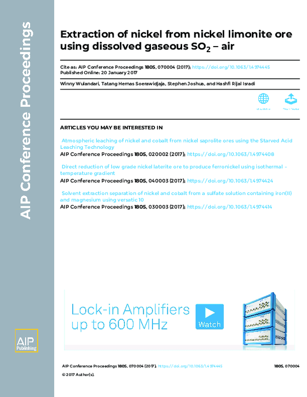 (PDF) Extraction of nickel from nickel limonite ore using dissolved ...