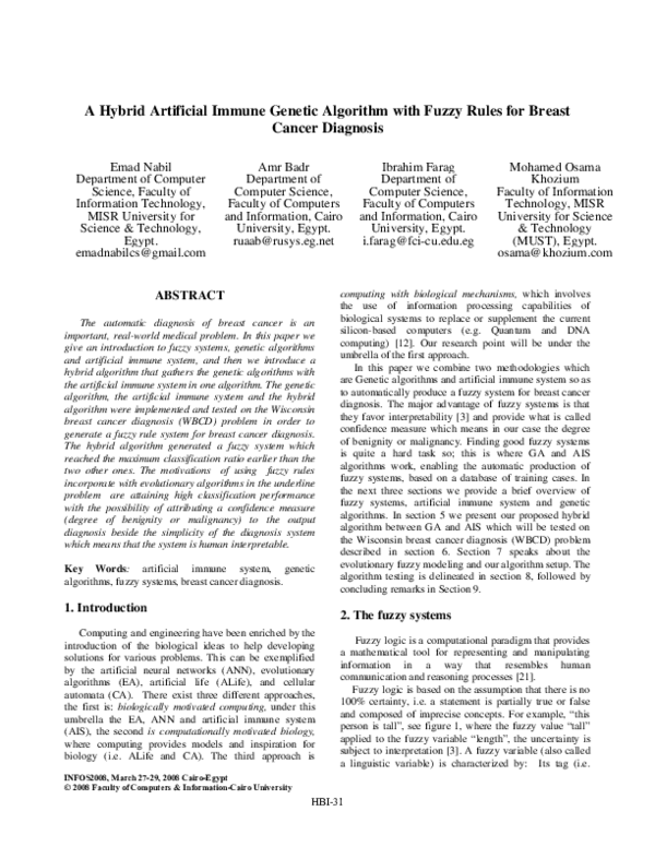 (PDF) A Hybrid Artificial Immune Genetic Algorithm with Fuzzy Rules for ...