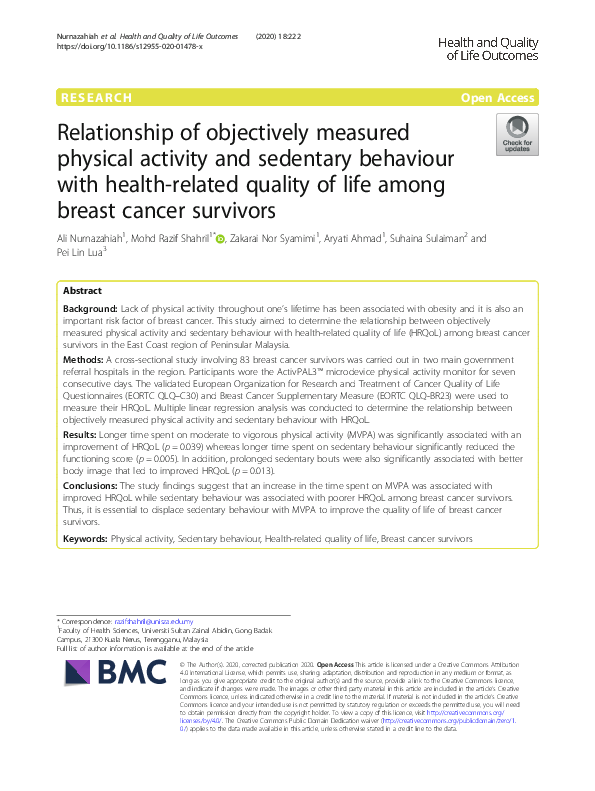 (PDF) Relationship of objectively measured physical activity and ...