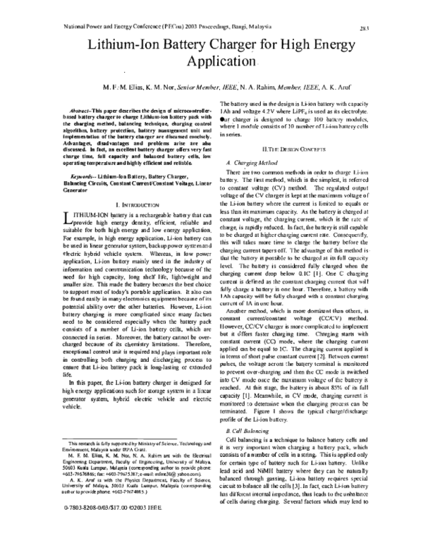 (PDF) Lithium-ion battery charger for high energy application