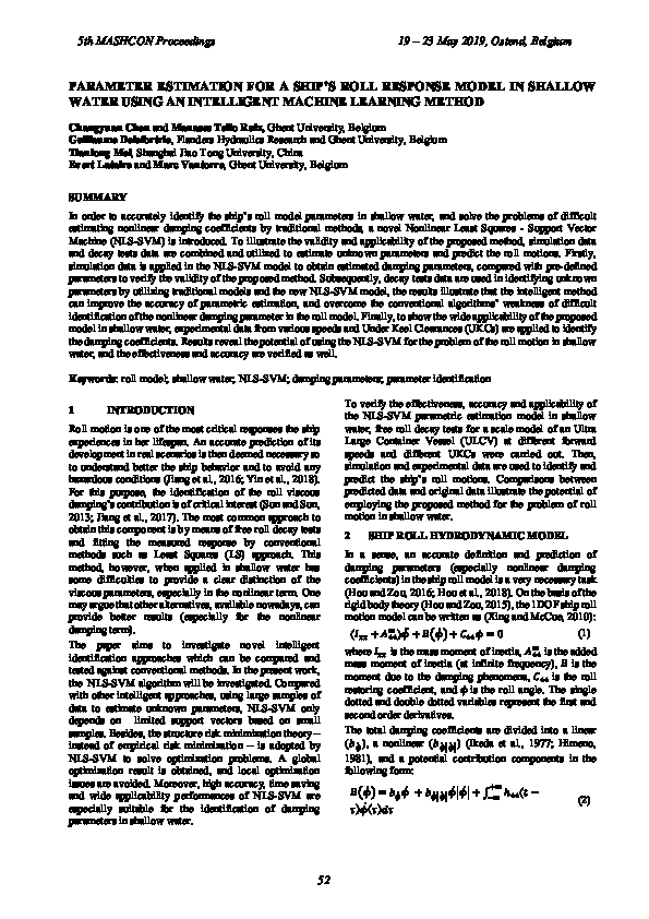 (PDF) Parameter estimation for a ship's roll response model in shallow ...