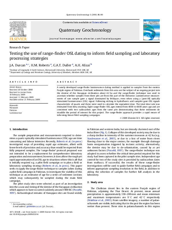 (PDF) Testing the use of range-finder OSL dating to inform field ...
