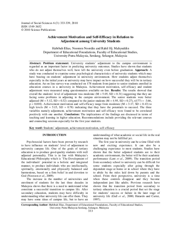(PDF) Achievement Motivation and Self-Efficacy in Relation to ...