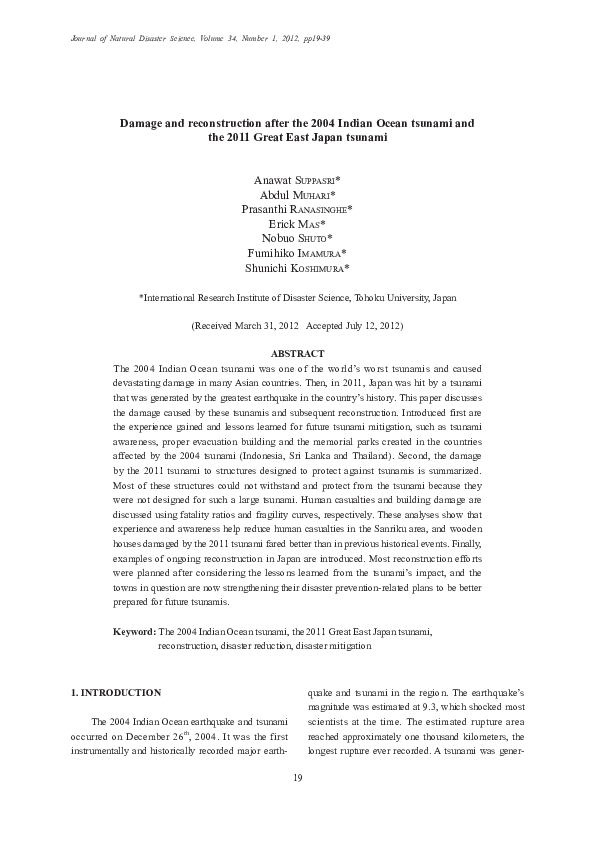 (PDF) Damage and reconstruction after the 2004 Indian Ocean tsunami and ...