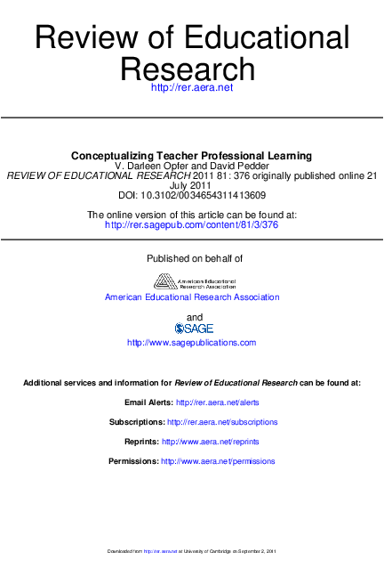(PDF) Conceptualizing Teacher Professional Learning