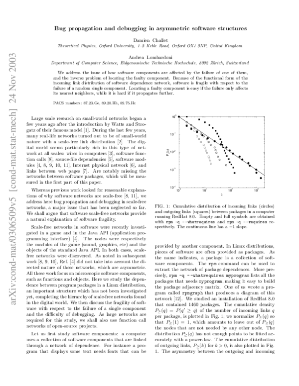 (PDF) Bug propagation and debugging in asymmetric software structures