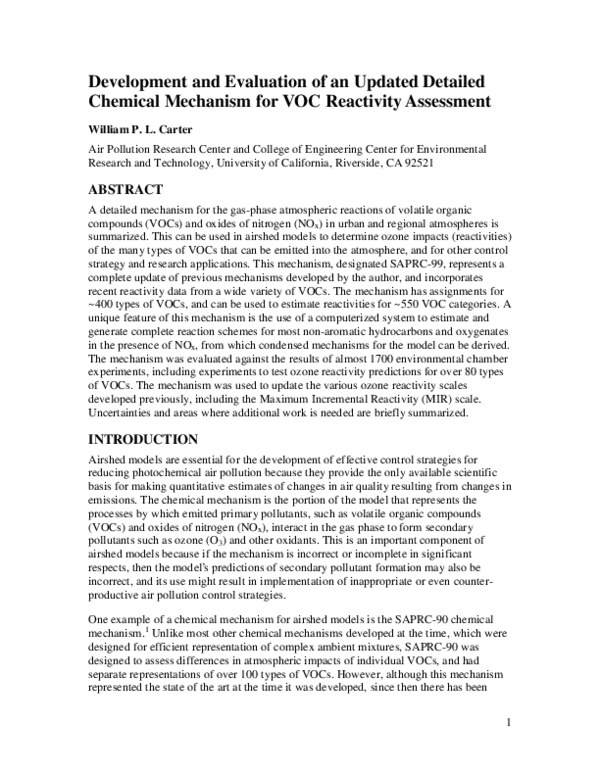 (PDF) Development and Evaluation of an Updated Detailed Chemical ...