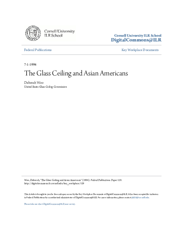 Pdf Glass Ceilings And Asian Americans The New Face Of Workplace
