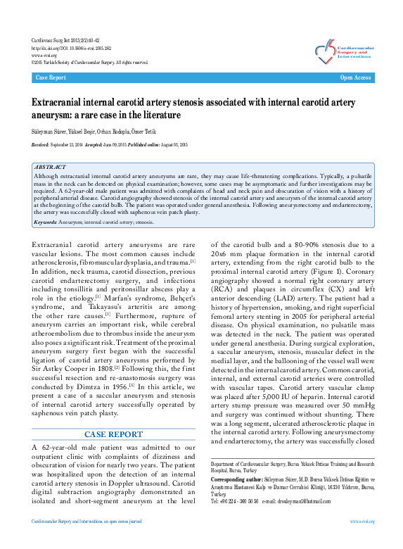 (PDF) Extracranial internal carotid artery stenosis associated with ...