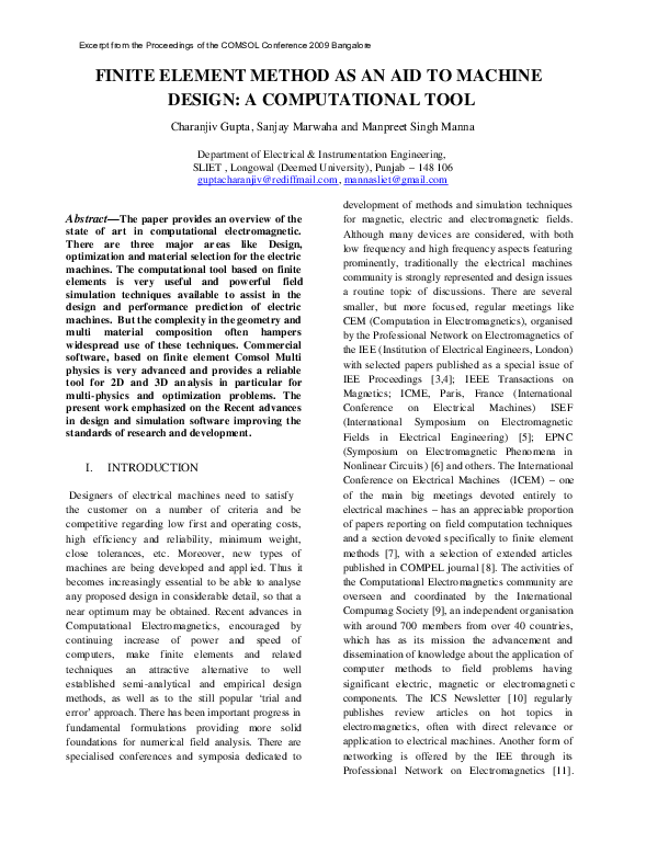 (PDF) Finite element method as an aid to machine design: a ...