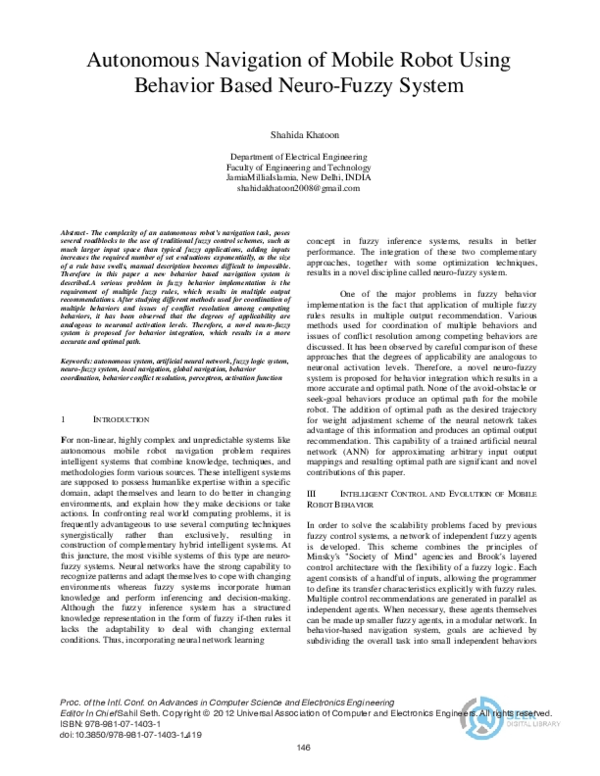 (PDF) Autonomous Navigation of Mobile Robot using Behavior based Neuro ...
