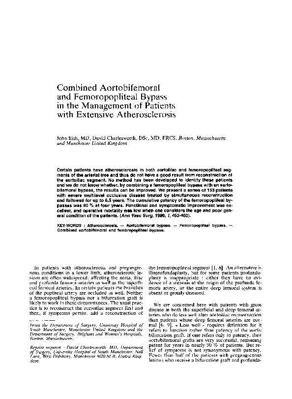 (PDF) Combined aortobifemoral and femoropopliteal bypass in the ...