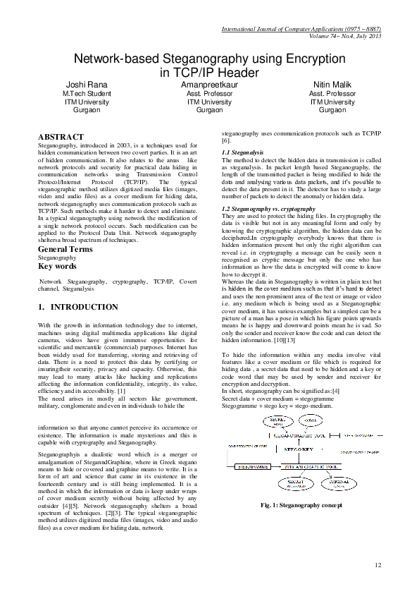 (PDF) TCP/IP-Based Network Steganography Techniques