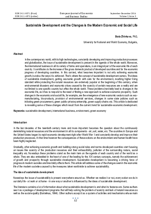 (PDF) Sustainable Development and the Changes is the Modern Economic ...