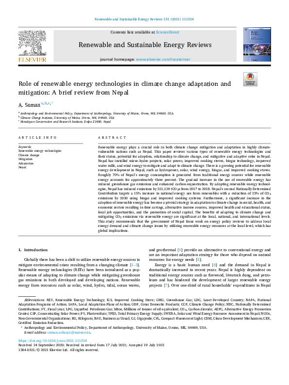 (PDF) Role of renewable energy technologies in climate change ...