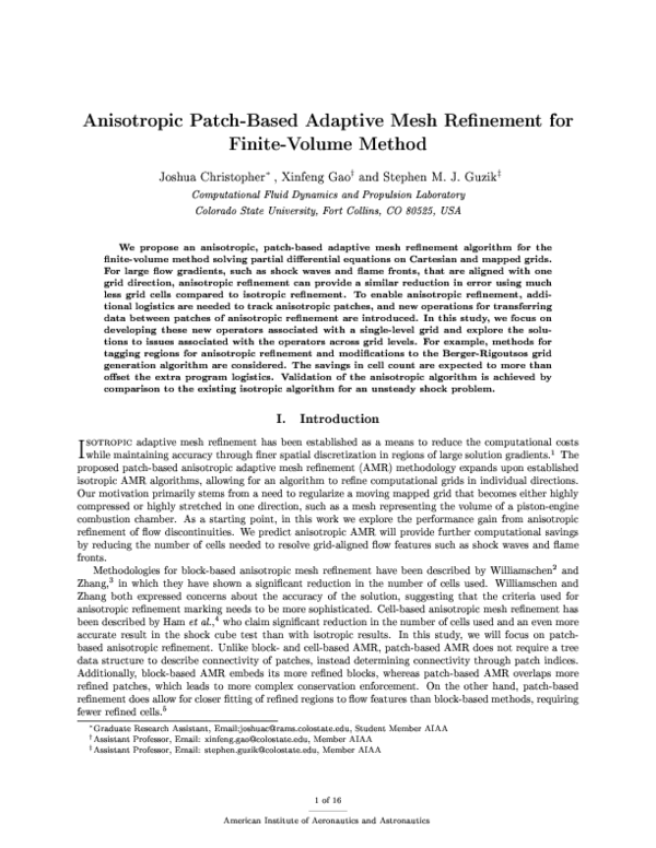 (PDF) Anisotropic Patch-Based Adaptive Mesh Refinement for Finite ...