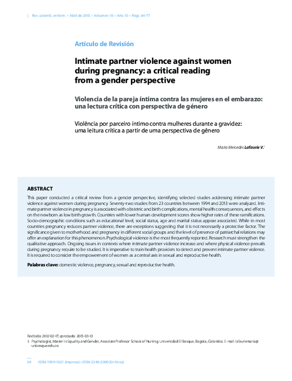 (PDF) Intimate partner violence against women during and after ...