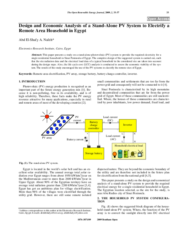 (PDF) Design and Economic Analysis of a Stand-Alone PV System to ...