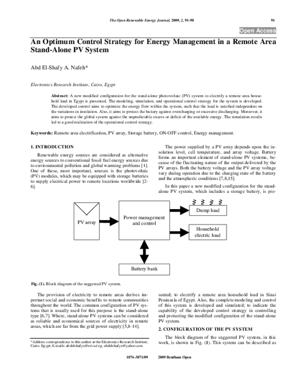 (PDF) An Optimum Control Strategy for Energy Management in a Remote ...