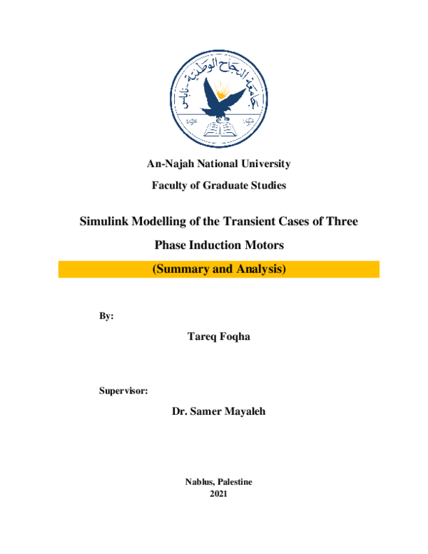 (PDF) Simulink Modelling of the Transient Cases of Three Phase ...