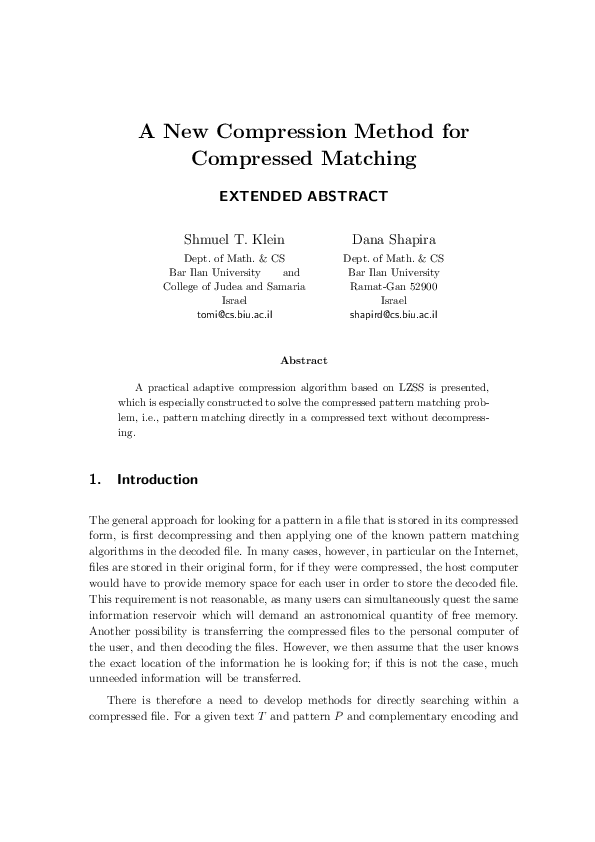 (PDF) A new compression method for compressed matching