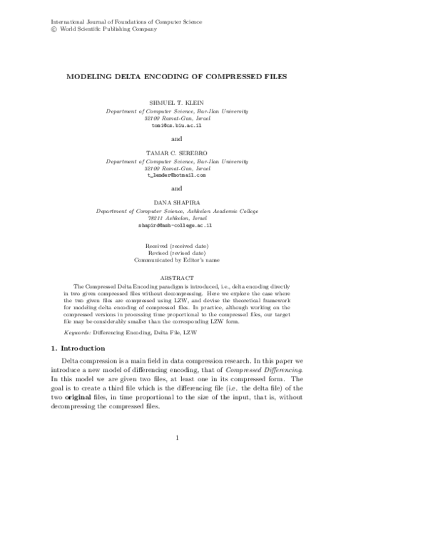 (PDF) Modeling Delta Encoding of Compressed Files
