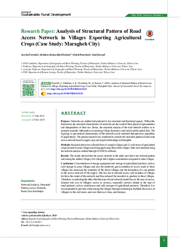 (PDF) Analysis of Structural Pattern of Road Access Network in Villages ...