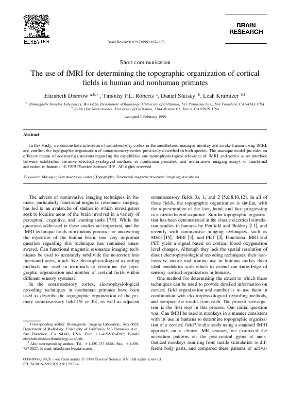 (PDF) The use of fMRI for determining the topographic organization of ...