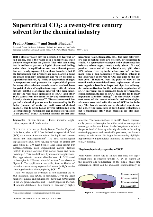 (PDF) Supercritical CO2: A twenty-first century solvent for the ...