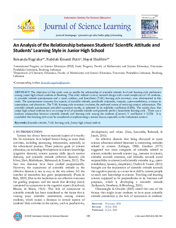 (PDF) An Analysis of the Relationship between Students’ Scientific ...